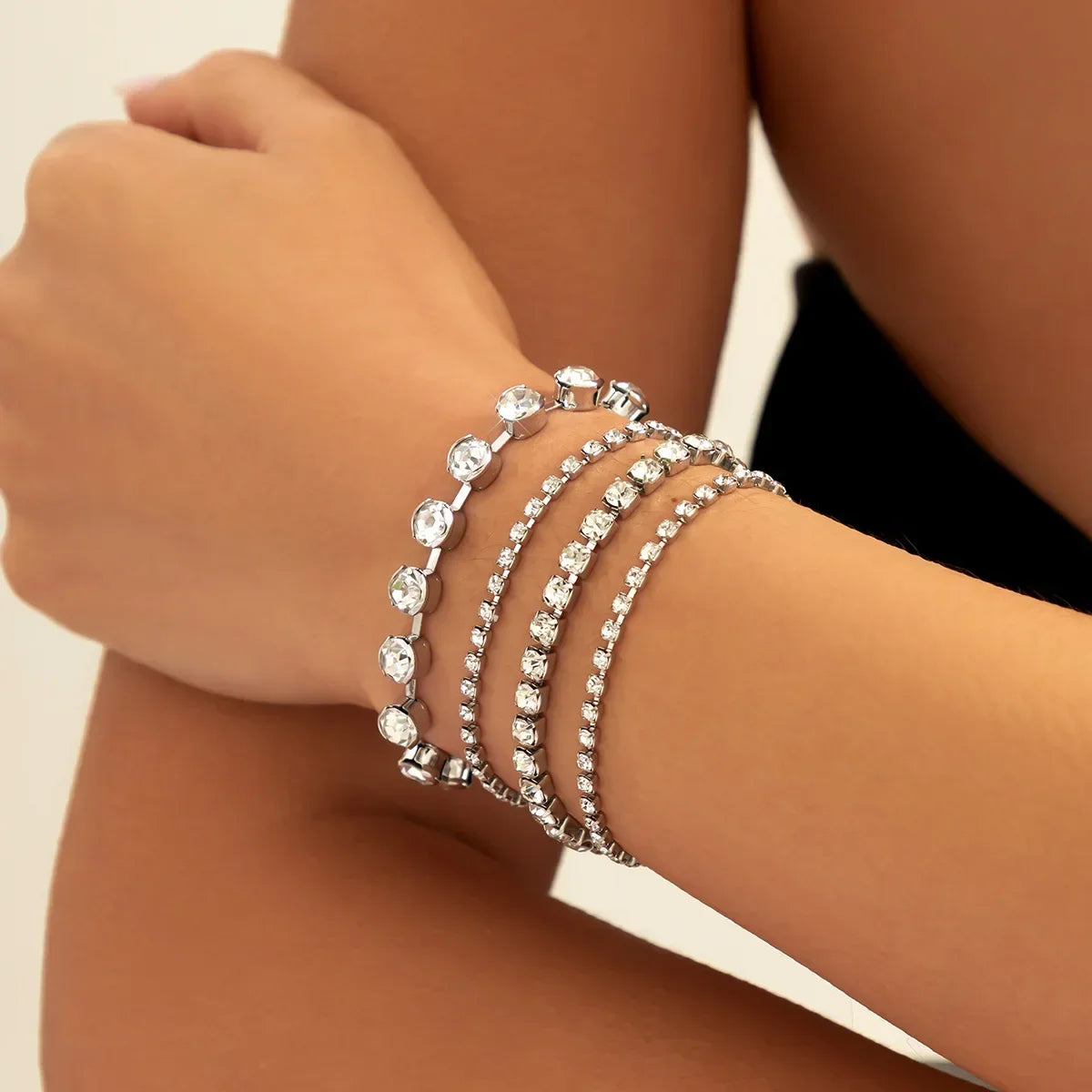 4pcs Set Luxury Pearl Chain Beaded Bracelet for Women Exquisite Charm Gold Color Stainless Steel Bangle Jewelry Set